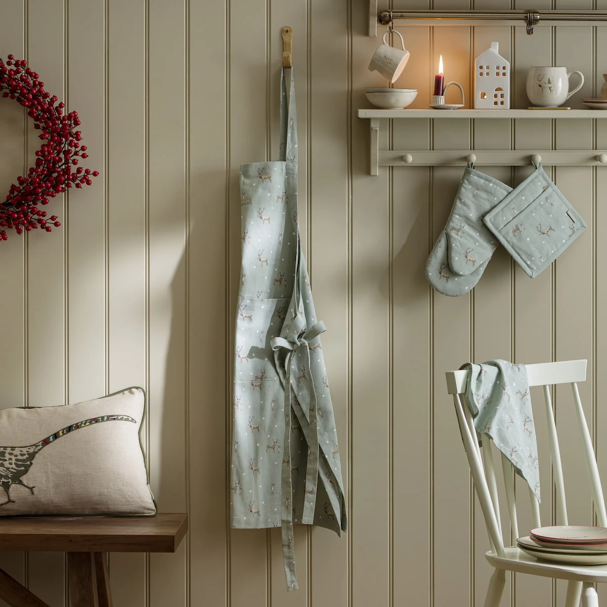 Christmas Stags Adult Apron 1 Christmas Stags Adult Apron