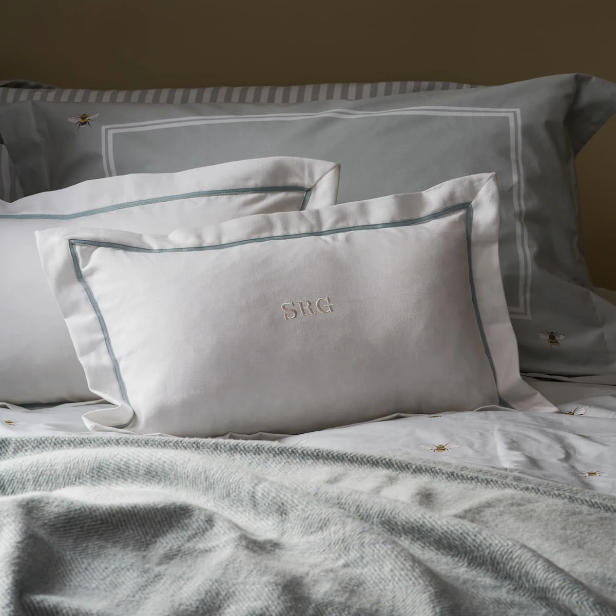 Panama Bed Cushion - Blue Trim 2 Panama Bed Cushion - Blue Trim - Image 2