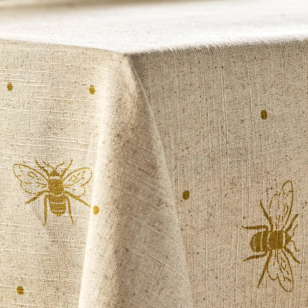 Bees Linen Blend Tablecloth 2 Bees Linen Blend Tablecloth - Image 2