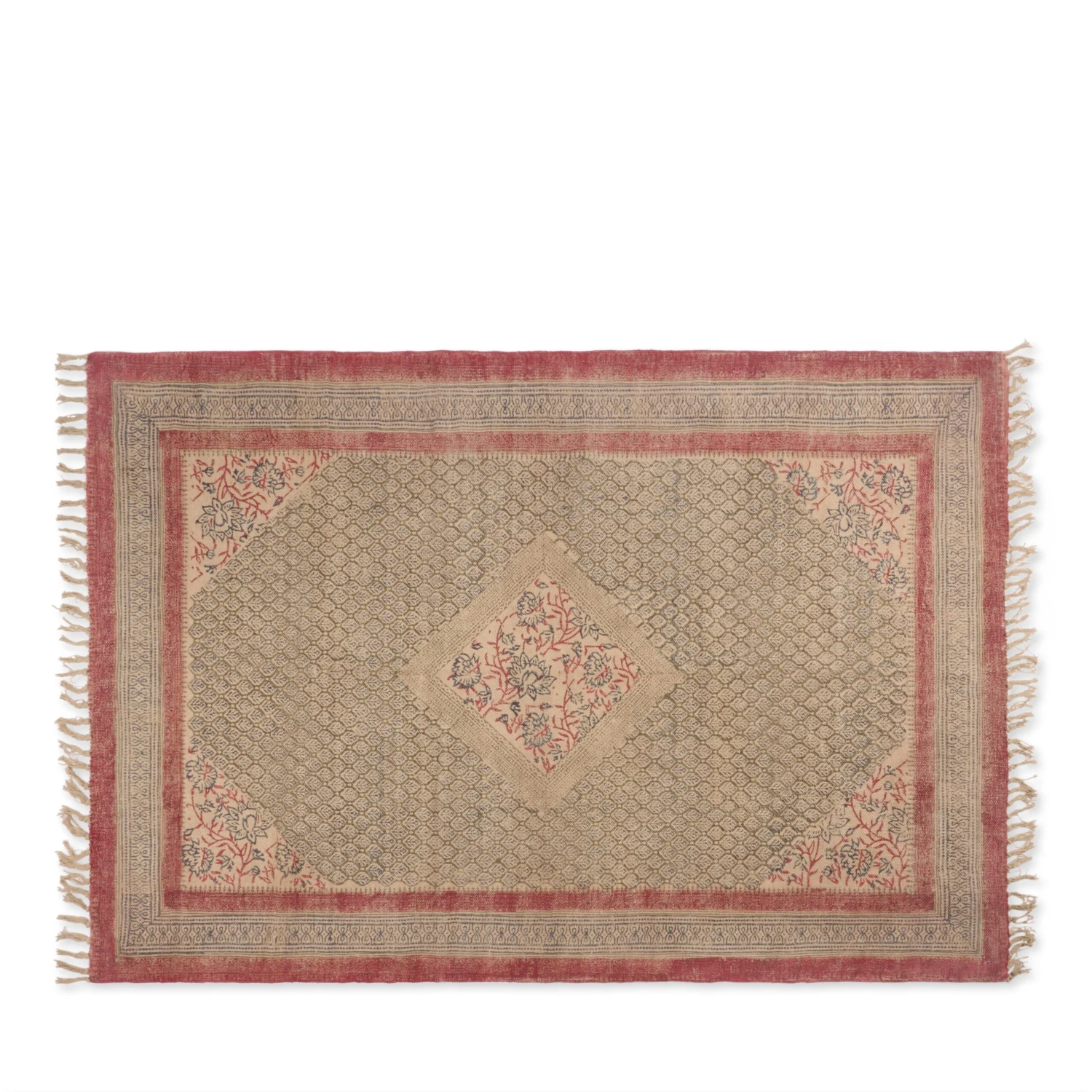 Printed Natural Rug With Pink Edge 5 Printed Natural Rug With Pink Edge - Image 5