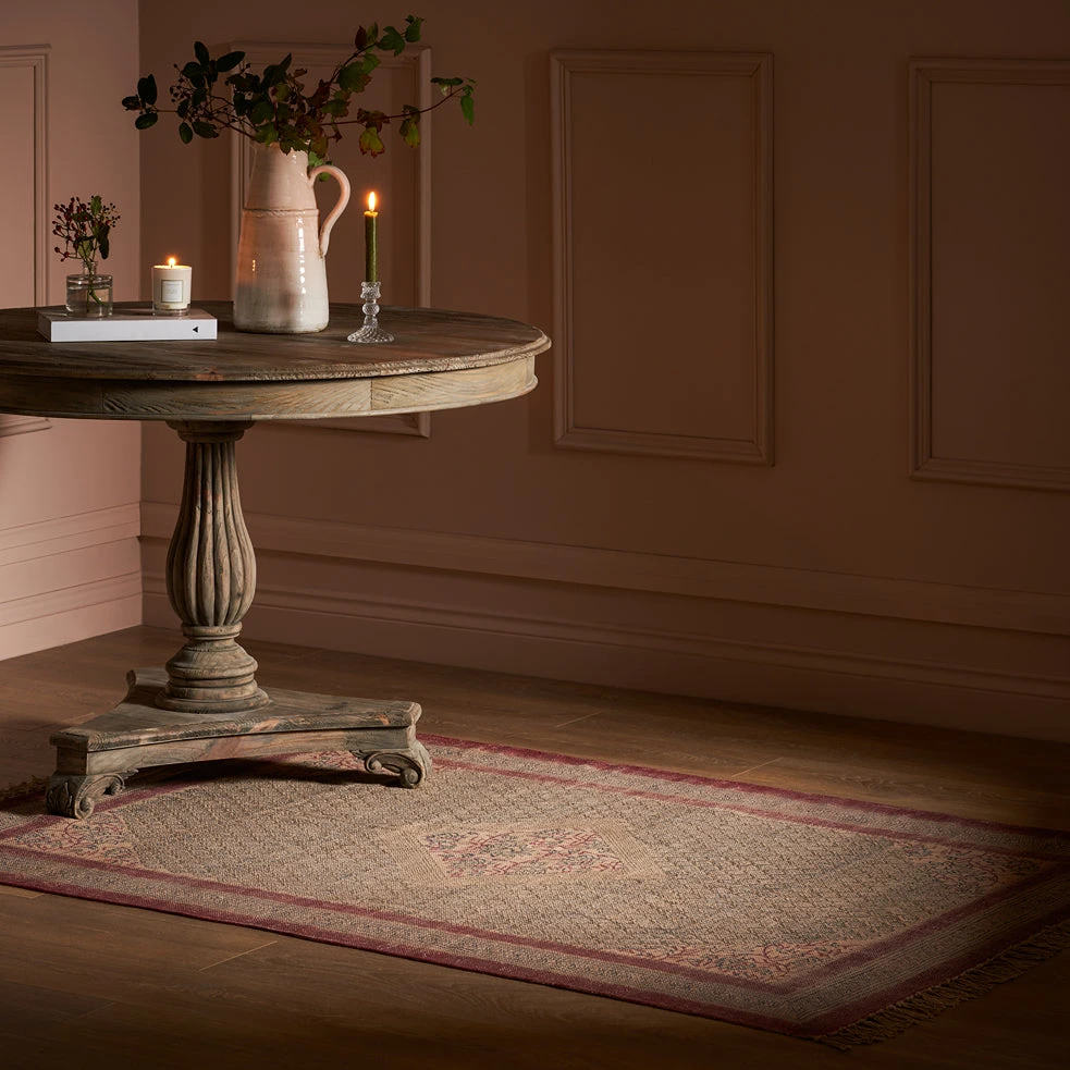 Printed Natural Rug With Pink Edge 2 Printed Natural Rug With Pink Edge - Image 2