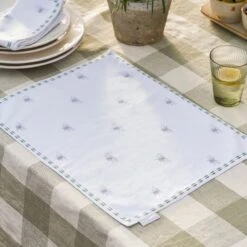 Bees Embroidered Fabric Placemats (Set Of 2)