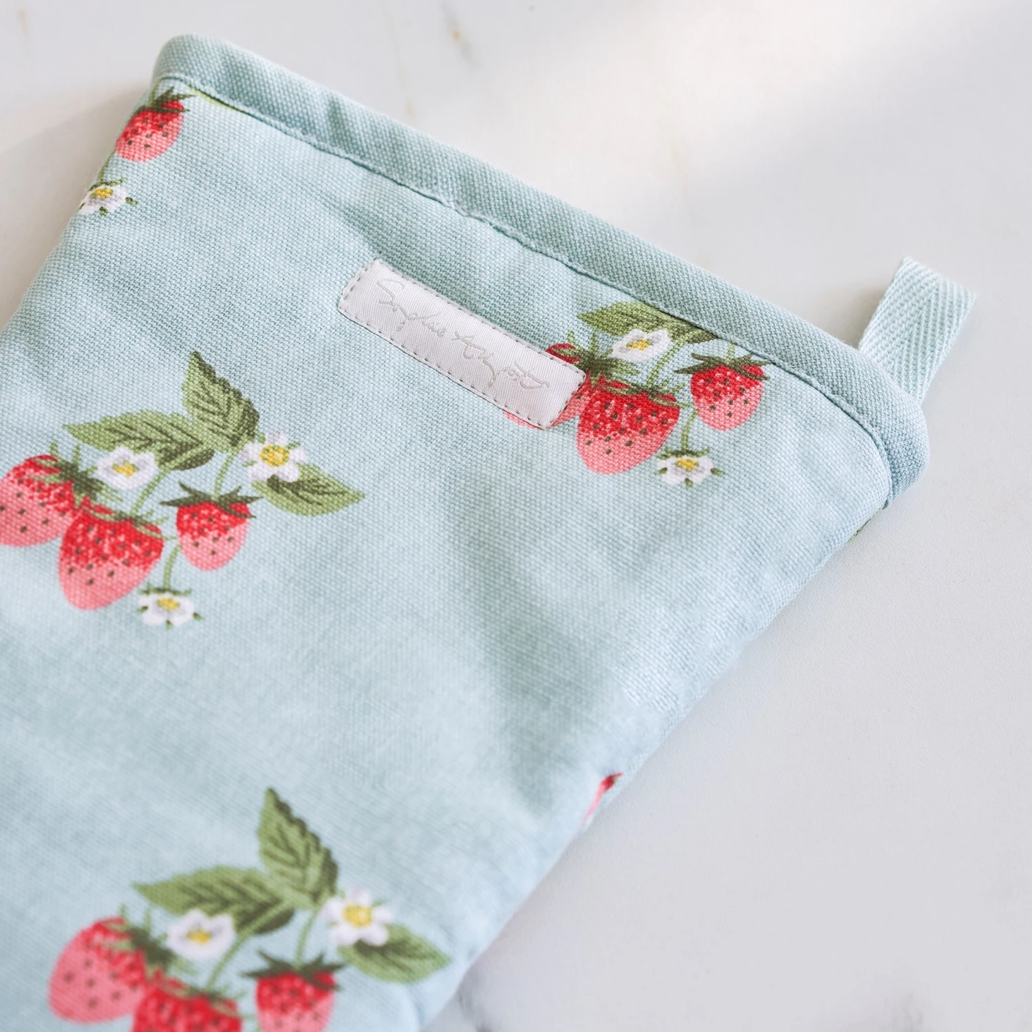 Strawberries Blue Oven Mitt 2 Strawberries Blue Oven Mitt - Image 2