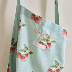 Strawberries Blue Adult Apron -Sophie Allport SS24 ALL97B250 DETAIL PERSONALISED