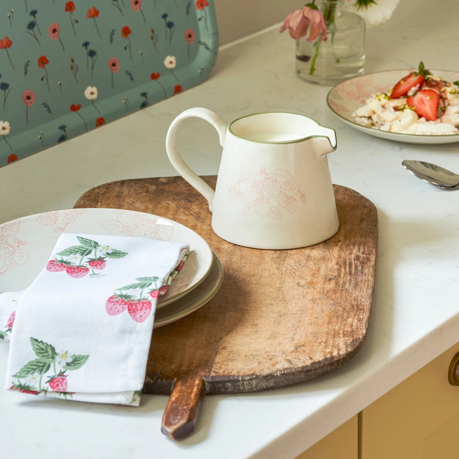 Strawberries Large Stoneware Jug 1 Strawberries Large Stoneware Jug