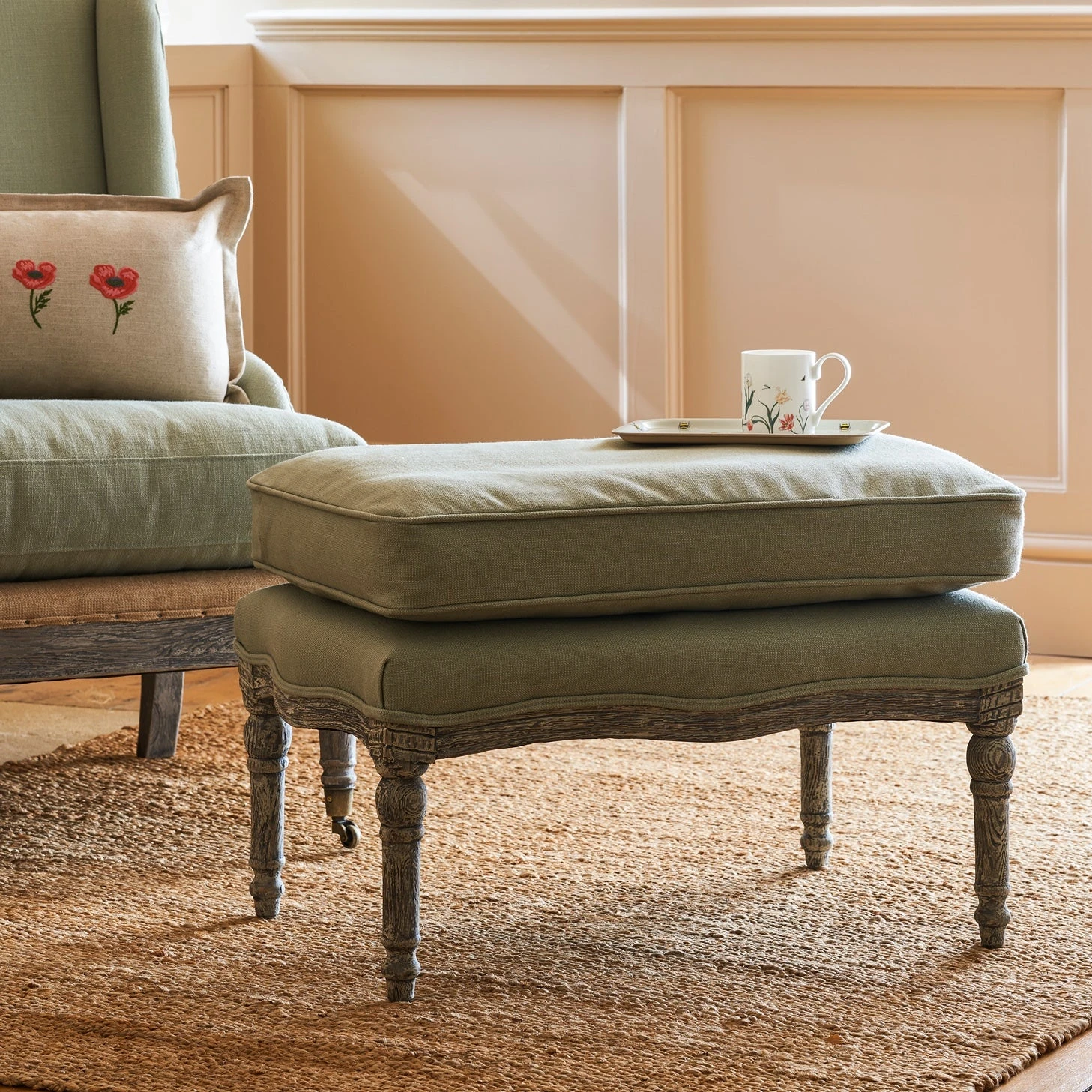Witham Footstool - Pale Green 1 Witham Footstool - Pale Green