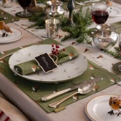 Robin Napkins (Set Of 4) -Sophie Allport all101820 all101300 all104810 robin fabric placement napkins table runner Christmas dinner table top down landscape 3 lifestyle high res square