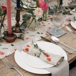 Poppy Meadow Napkins (Set Of 4) -Sophie Allport all103810 all103820 poppy meadow table runner placement outdoor lifestyle high res square 1