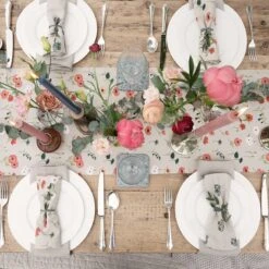 Poppy Meadow Coasters (Set Of 4) 15 Poppy Meadow Coasters (Set Of 4) -Sophie Allport all103810 all103820 poppy meadow table runner top down outdoor lifestyle high res square