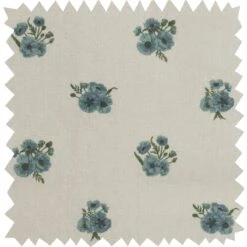 Poppies Blue Fabric By The Metre
