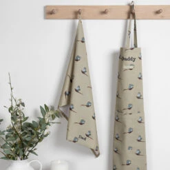 Pheasant Adult Apron -Sophie Allport all19250 all19601 pheasant adult apron and tea towel personalisation lifestyle high res square