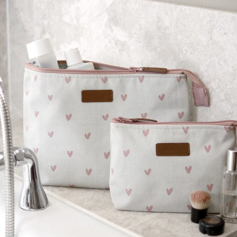 Hearts Canvas Wash Bag 1 Hearts Canvas Wash Bag