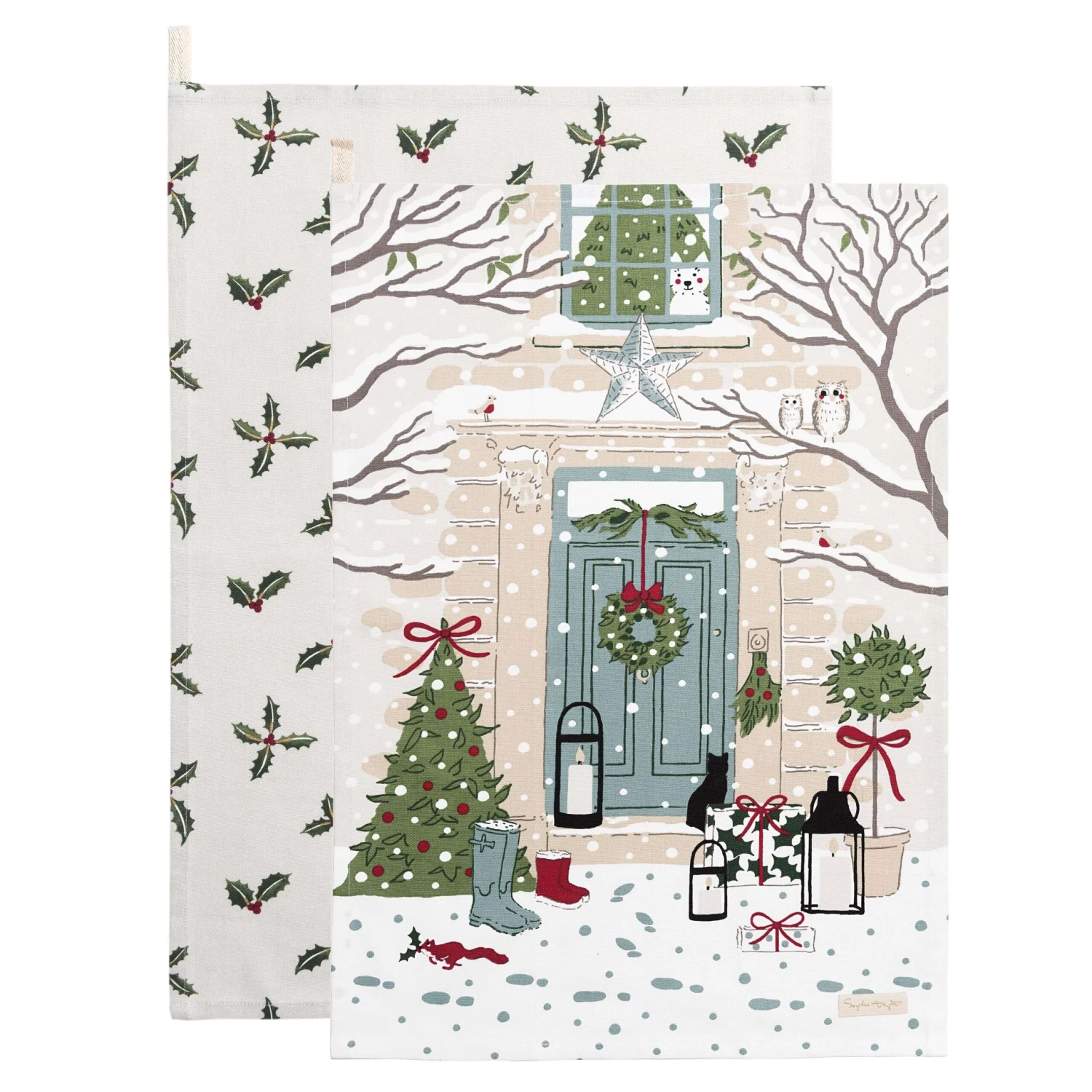 Holly & Berry Tea Towel (Set Of 2) 1 Holly & Berry Tea Towel (Set Of 2)