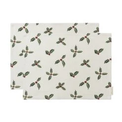 Holly & Berry Fabric Placemats (Set Of 2)