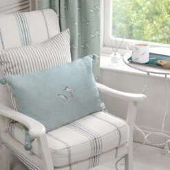 Coastal Birds Embroidered Cushion -Sophie Allport all65401e all65000 coastal birds cushion embroidered and fabric by the metre lifestyle high res square