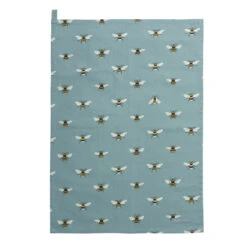 Bees Teal Tea Towel