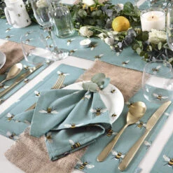 Bees Teal Fabric Placemat -Sophie Allport all80820 all80300 bees teal fabric placemat and napkins set of 4 lifestyle high res square 5afb7ca3 a8ab 4566 9d82 075dbe6aaaca