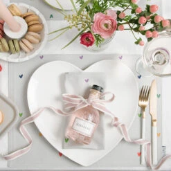 Multicoloured Hearts Fabric Placemat 12 Multicoloured Hearts Fabric Placemat -Sophie Allport all81300 all81820 hearts multicoloured napkins set of 4 and fabric placemat valentines lifestyle high res square