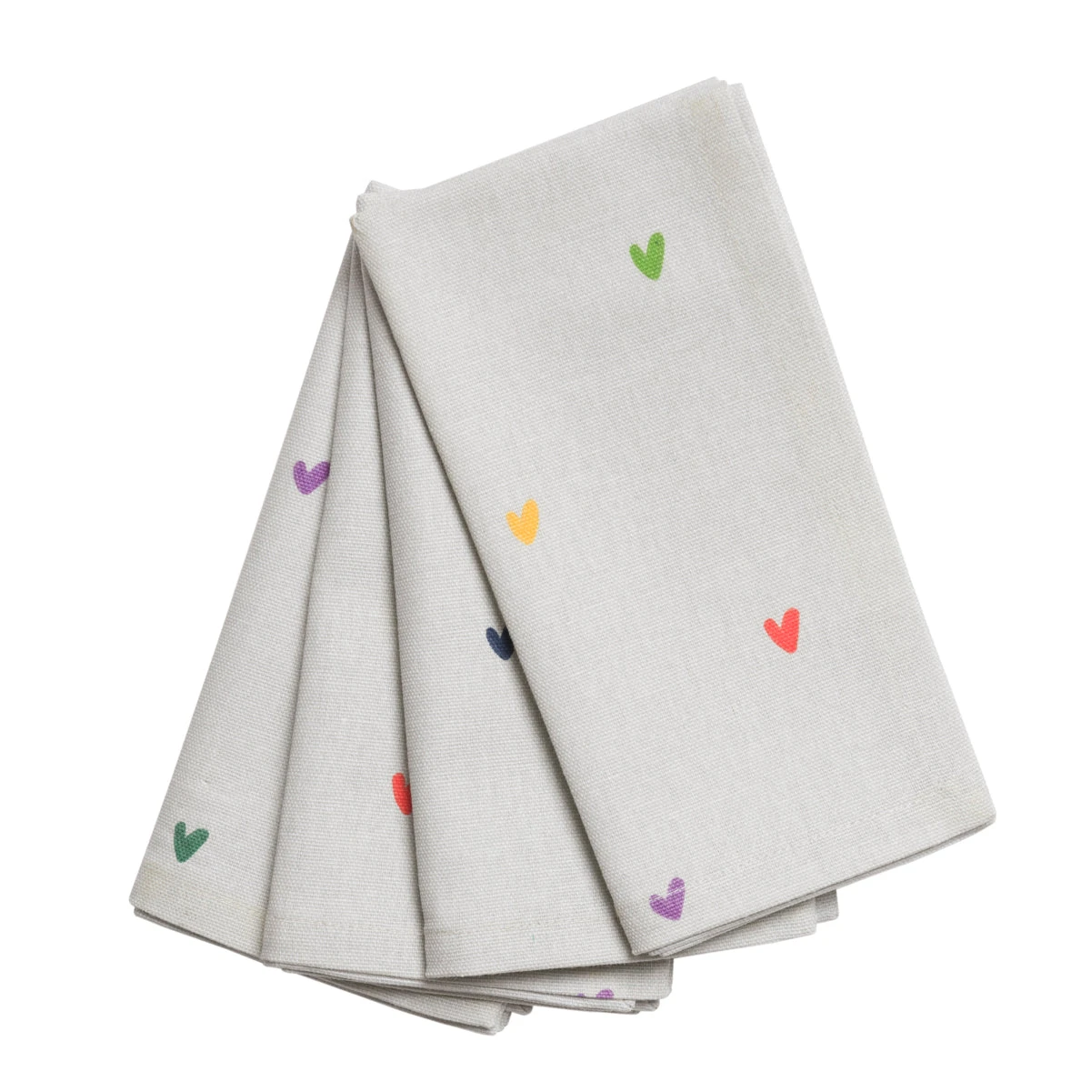 Multicoloured Hearts Napkins (Set Of 4) 1 Multicoloured Hearts Napkins (Set Of 4)