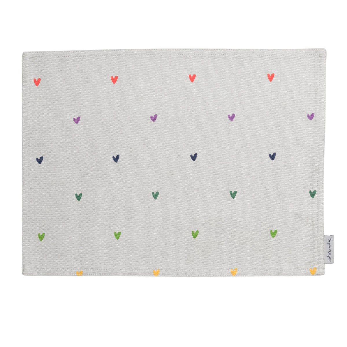 Multicoloured Hearts Fabric Placemat 1 Multicoloured Hearts Fabric Placemat