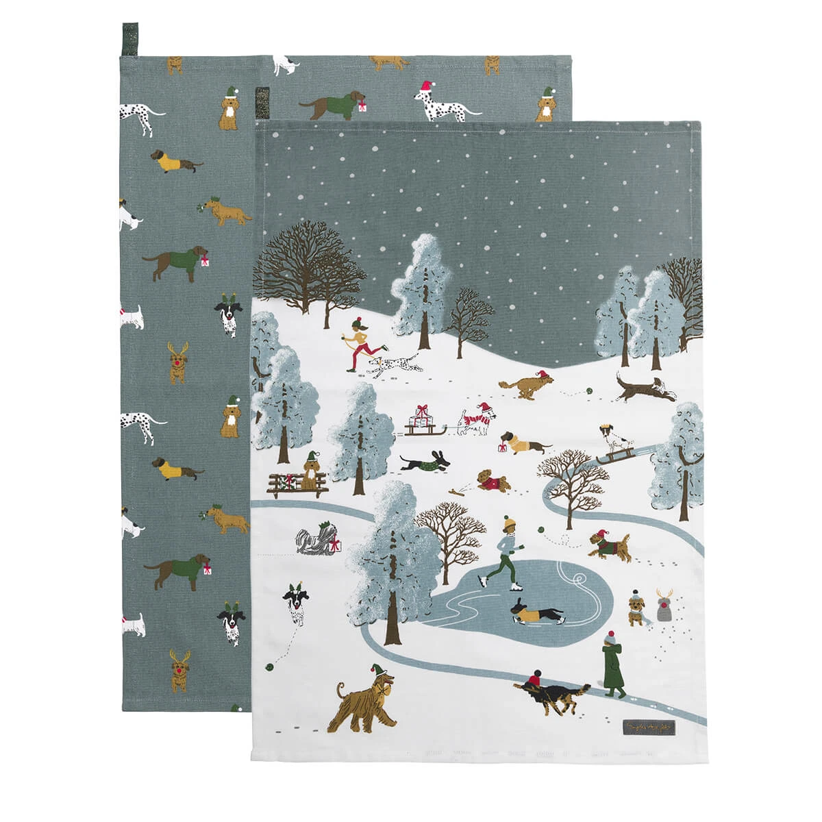Christmas Dogs Tea Towel (Set Of 2) 1 Christmas Dogs Tea Towel (Set Of 2)