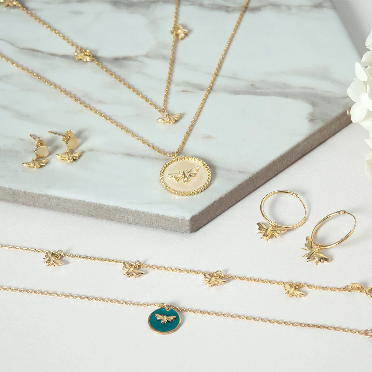 Bees Gold Plated Pendant Necklace 8 Bees Gold Plated Pendant Necklace - Image 8