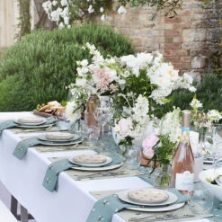 Bees Fabric Placemat -Sophie Allport bees table setting outdoors 2 lifestyle high res square