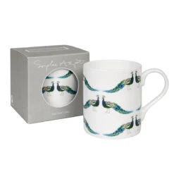 Peacocks Mug -Sophie Allport bm6402 peacocks white standard mug box cut out high res square
