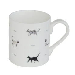 Cats & Bones Mug -Sophie Allport bmca02 cat bone white standard mug cut out high res web image 3