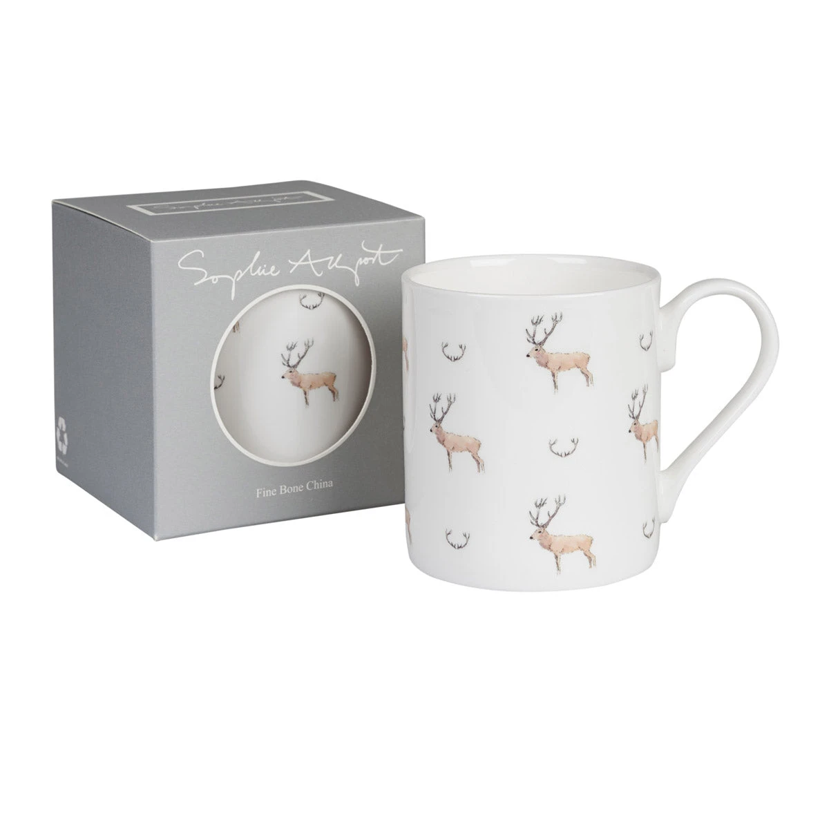 Stag & Antlers White Mug 2 Stag & Antlers White Mug - Image 2