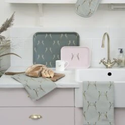 Boxing Hares Serving Tray - Small -Sophie Allport boxing hares fabric collection kitchen lifestyle high res square