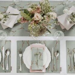 Boxing Hares Fabric Placemat -Sophie Allport boxing hares place setting overhead portrait lifestyle high res square e81f6bcf c7b2 4cd5 a413 f6945c16dfba