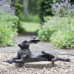 Lying Down Hare Bronze Sculpture