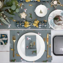 Christmas Dogs Table Runner -Sophie Allport christmas dogs table setting portrait lifestyle high res square