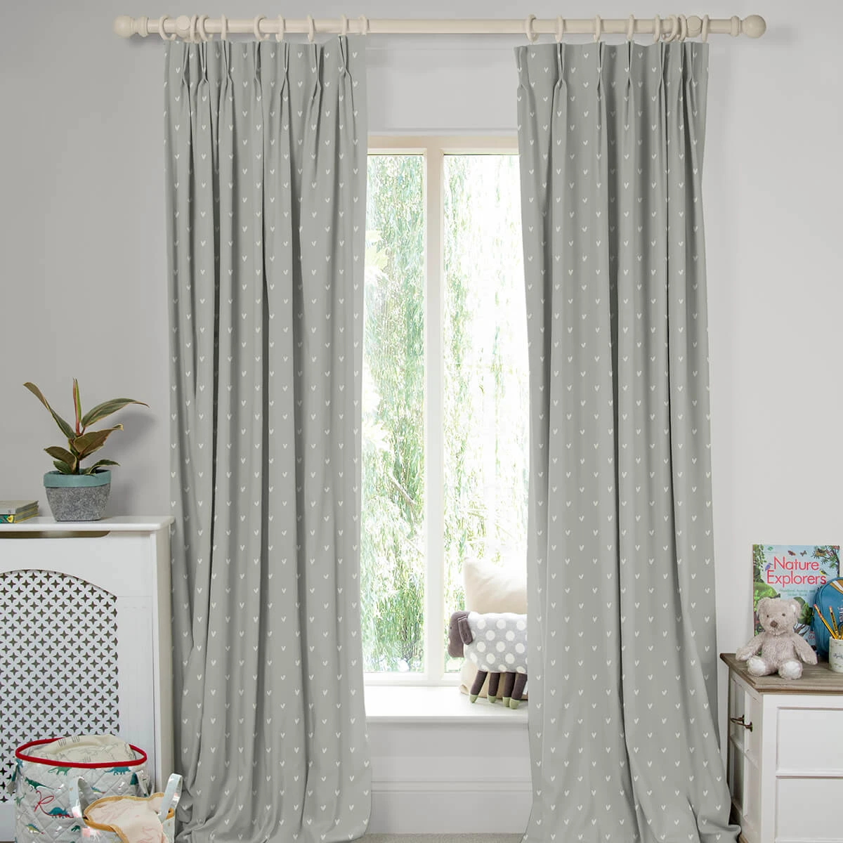 Hearts Grey Made To Measure Curtains 1 Hearts Grey Made To Measure Curtains