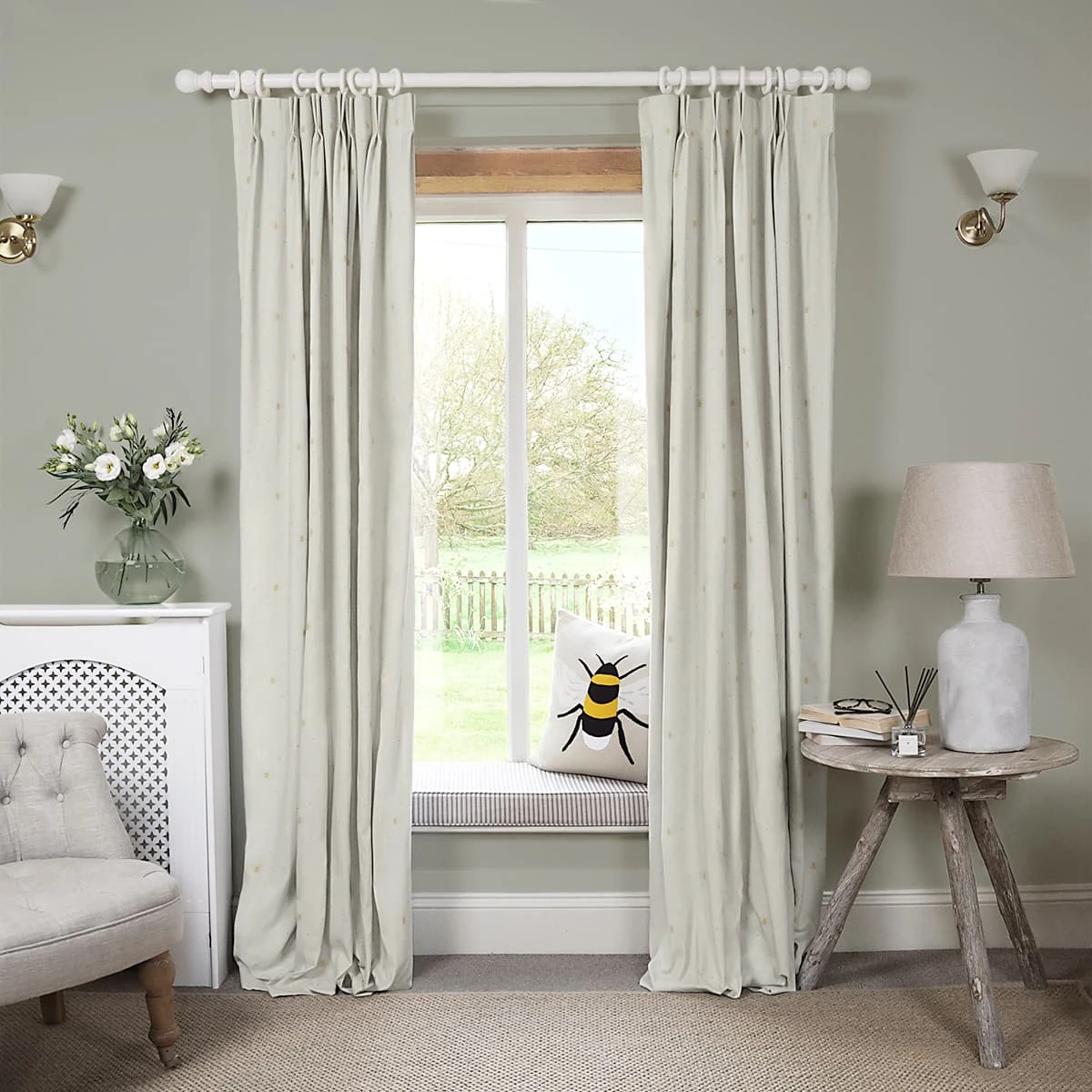 Bees Ochre Made To Measure Curtains 1 Bees Ochre Made To Measure Curtains
