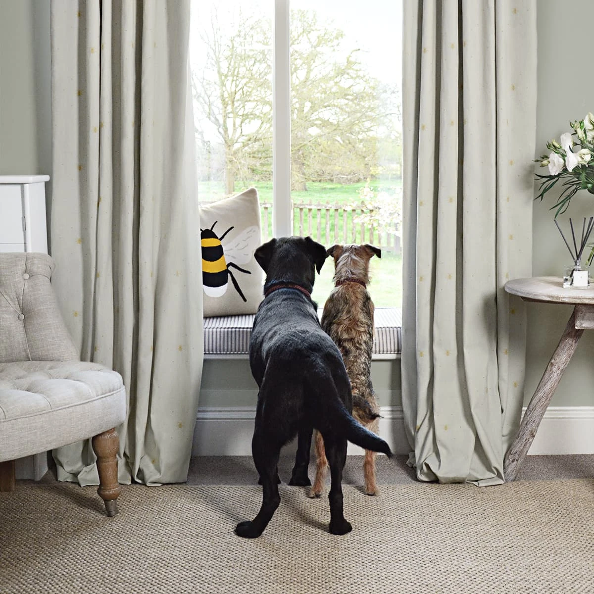 Bees Ochre Made To Measure Curtains 4 Bees Ochre Made To Measure Curtains - Image 4