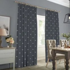 Elephant Deep Navy Made To Measure Curtains -Sophie Allport crt54dnm2m elephant deep navy artwork made to measure curtains lifestyle high res square