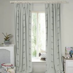 Zebra Soft Grey Blue Made To Measure Curtains