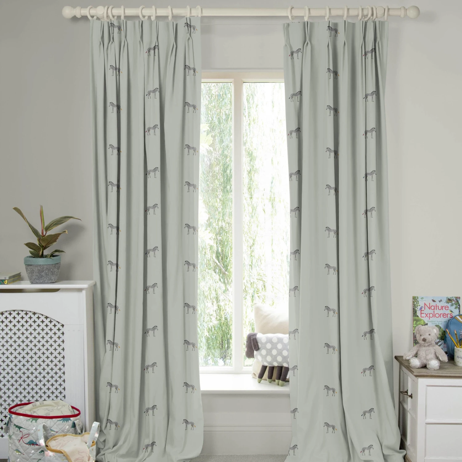 Zebra Soft Grey Blue Made To Measure Curtains 1 Zebra Soft Grey Blue Made To Measure Curtains