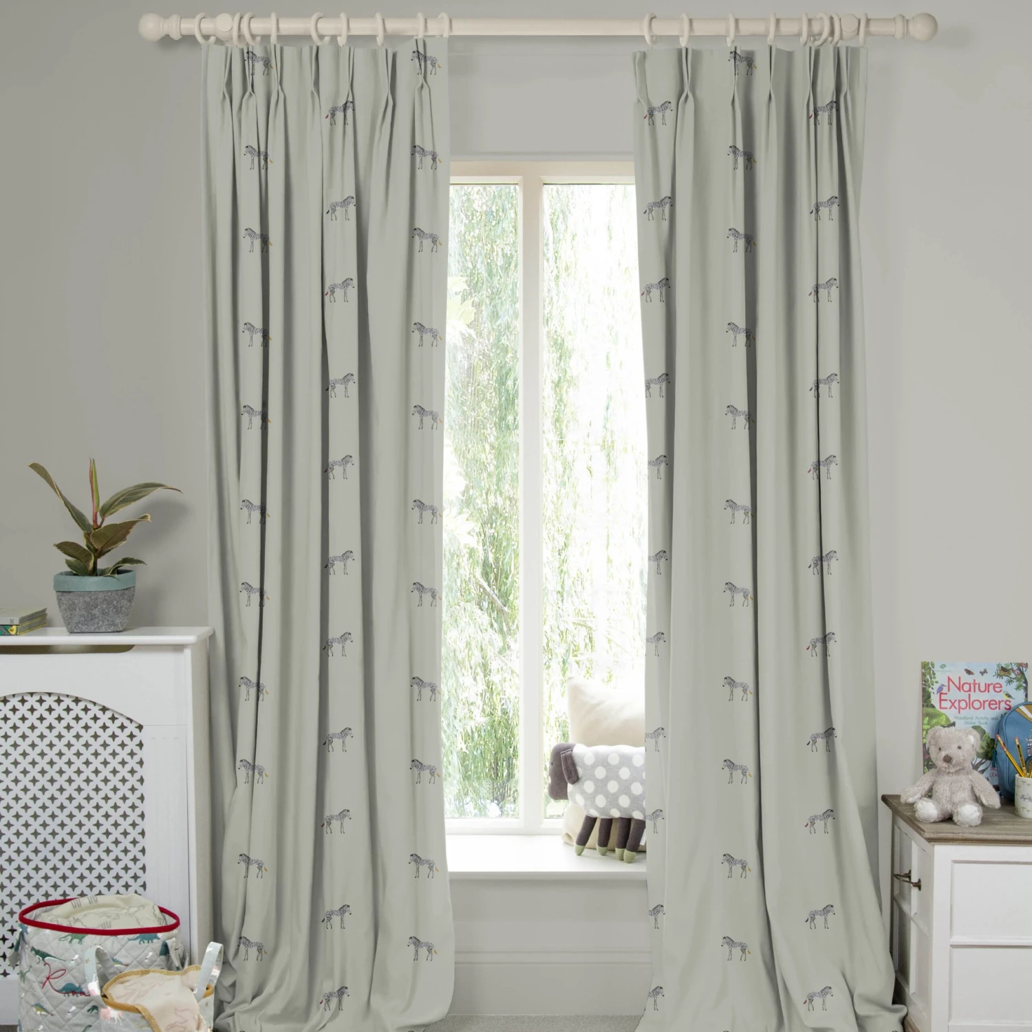 Zebra Sage Grey Made To Measure Curtains 1 Zebra Sage Grey Made To Measure Curtains