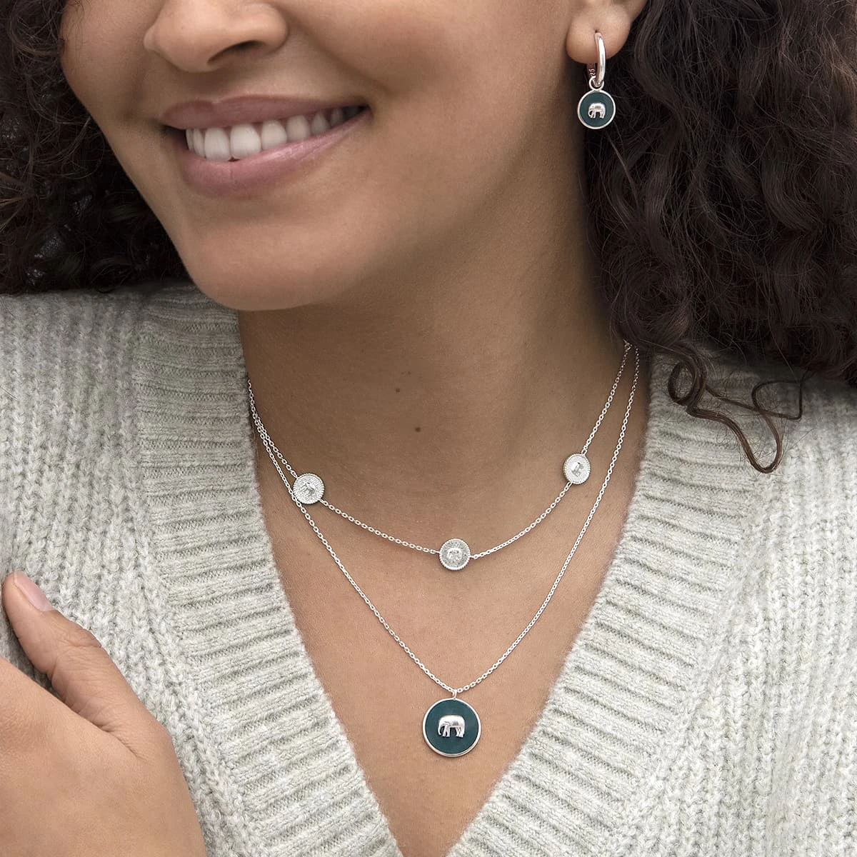 Elephant Sterling Silver Enamel Pendant Necklace 2 Elephant Sterling Silver Enamel Pendant Necklace - Image 2