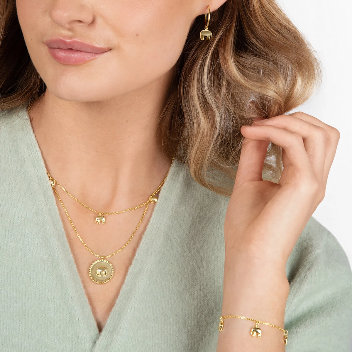 Elephant Gold Plated Pendant Necklace 4 Elephant Gold Plated Pendant Necklace - Image 4