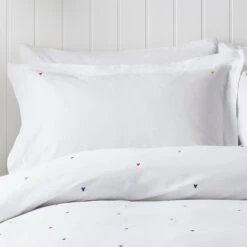Hearts Embroidered Bedding Set 8 Hearts Embroidered Bedding Set -Sophie Allport embhearts01pc hearts embroidered oxford pillowcase pair lifestyle high res square