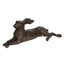 Lying Down Hare Bronze Sculpture -Sophie Allport esbldh01 bronze laying down hare cut out high res