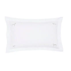 Fetch Natural Embroidered Pair Of Oxford Pillowcases