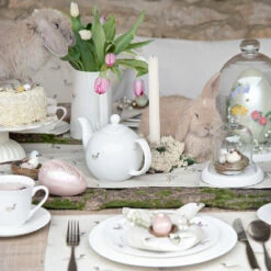 Large Glass Cloche -Sophie Allport hare table setting easter bunny 3 lifestyle high res square