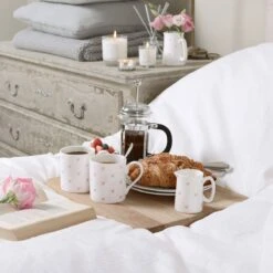 Hearts Pink Mug 13 Hearts Pink Mug -Sophie Allport hearts collection breakfast lifestyle high res 4