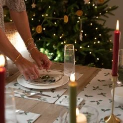 Holly & Berry Table Runner -Sophie Allport holly berry table set lifestyle aw22 6 high res square
