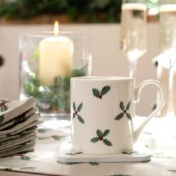 Holly & Berry Coasters (Set Of 4) 15 Holly & Berry Coasters (Set Of 4) -Sophie Allport holly berry table set lifestyle aw22 8 high res square